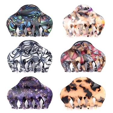 Imagem de Carede Grampos de garra de cabelo de casca de tartaruga, grampos de cabelo acrílico de tamanho médio de 6,16 cm, grampos de cabeça franceses antiderrapantes de fixação forte, grampos de cabelo elegantes com estampa de leopardo para mulheres e meninas, pacote com 6