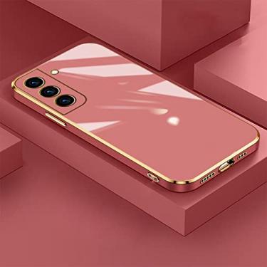 Imagem de Capa de silicone macio folheado quadrado de luxo para Samsung Galaxy S21 S22 Ultra Plus A52 A72 Tpu macio capa de telefone à prova de choque, vermelho, para S21