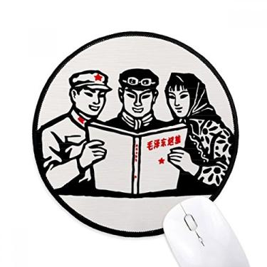 Imagem de DIYthinker Mouse pad antologia Soldado Chinês Mao Zedong Tapete redondo para computador