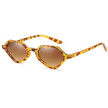 Imagem de Óculos de sol Polígono Vintage Feminino Retro Punk Olho de Gato Óculos de Sol Feminino com Armação Pequena Óculos Óculos, C4 Leopardo, Marrom, Tamanho Único