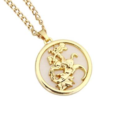 Imagem de Colar Banhado a Ouro Pingente São Jorge Semijoia