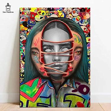 Imagem de Quadro Placa Decorativa Billie Eilish Poster em MDF 28x20cm