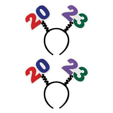 Imagem de Beistle 2 peças Happy New Year Headband Boppers para lembrancinhas de festa de formatura 2023, tamanho único, multicolorido