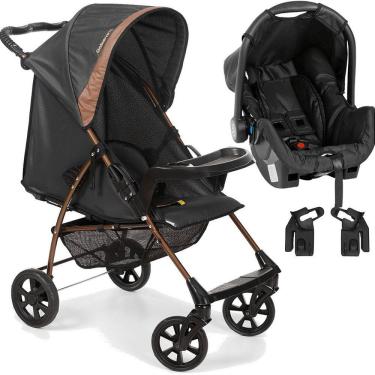 Imagem de Carrinho de Bebe com Bebe Conforto Galzerano Romano Preto Cobre