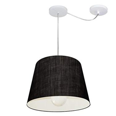 Imagem de Lustre Pendente com Desvio de Centro Cúpula Tecido 30/30x40 cm, Vivare Iluminação, Pendente4274 PR, Preto, Médio