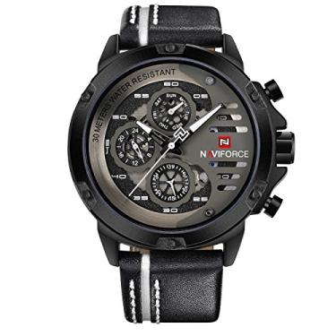 Imagem de Relógio Masculino Naviforce 9110 - Preto com Branco