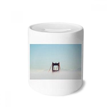 Imagem de DIYthinker Caixa de cerâmica para porta-moedas em forma de porquinho da Neblina Golden Gate