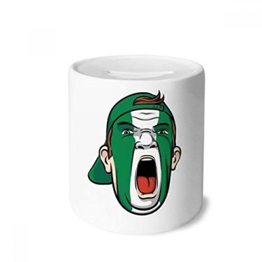 Imagem de DIYthinker Bandeira da Nigéria, cabeça de maquiagem facial gritando, caixa para dinheiro, porta-moedas de cerâmica, presente de cofrinho