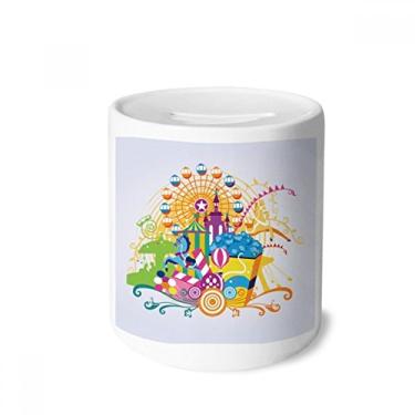 Imagem de DIYthinker Castelo de roda-gigante para parque de diversões, caixa de moedas de cerâmica, presente de cofrinho