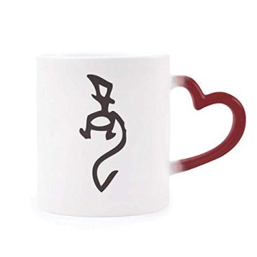 Imagem de Caneca Bones Inscriptions com dragão do zodíaco chinês sensível ao calor Caneca vermelha que muda de cor