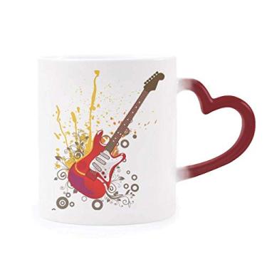 Imagem de Caneca sensível ao calor para guitarra elétrica, Jazz Music Culture Red Color Changing Grés Cup