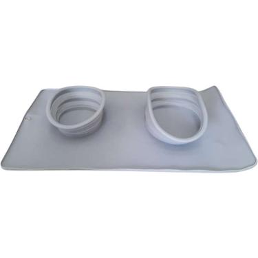 Imagem de Comedouro e Bebedouro Silicone Redondo Cinza - Tam. Único