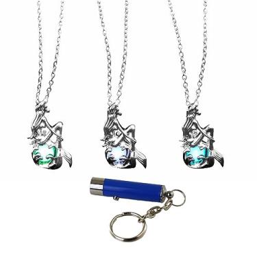 Imagem de AlterImage Joias de Sereia Brilham no Escuro Colares Femininos Gargantilha Pacote com 3 Verdes, Azul e Azul Céu, Zinco, não conhecido