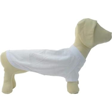 Imagem de Lovelonglong Roupas para animais de estimação fantasias para cães roupas de dachshund camisetas em branco para cães Dachshund, Corgi 100% algodão branco D-L