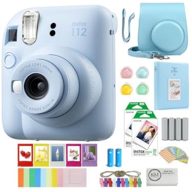 Imagem de FUJIFILM Câmera instantânea INSTAX Mini 12 | Azul pastel com película instantânea INSTAX Mini | 40 exposições + pacote de acessórios Instax + pilhas AA + pano de limpeza (10 itens)