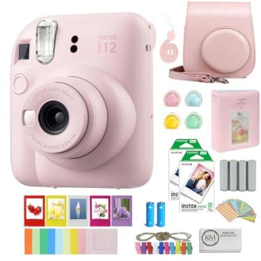 Imagem de FUJIFILM Câmera instantânea INSTAX Mini 12 | Blossom Pink com filme instantâneo INSTAX Mini | 40 exposições + pacote de acessórios Instax + pilhas AA + pano de limpeza (10 itens)