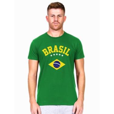 Imagem de Camiseta Masculina Algodão - Brasil (BR, Alfa, XGG, Regular, Verde Bandeira)…