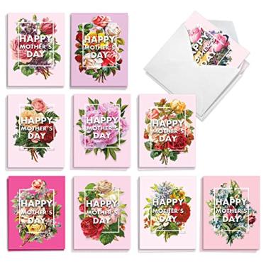 Imagem de The Best Card Company Conjunto de 20 caixas sortidas em branco para o Dia das Mães 10 x 13 cm com envelopes (10 modelos, 2 cada) flores para mãe AM3532MDB-B2x10