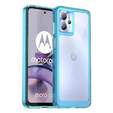 Imagem de XINYEXIN Capa transparente para Motorola Moto G23 / Moto G13 Case, anti-amarelo capa de para-choques anti-choques anti-impactos capa - azul