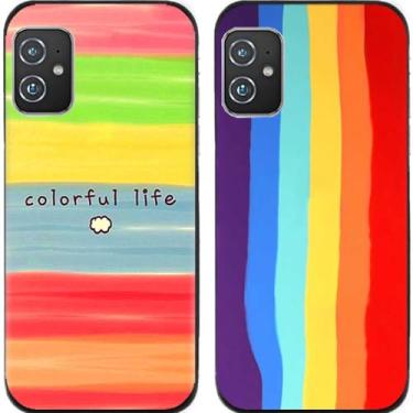 Imagem de 2 peças Rainbow Colorful Life TPU gel silicone capa traseira para celular Asus Zenfone 8/9/10 (Asus Zenfone 8)