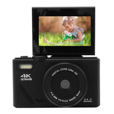 Imagem de Câmera Digital de 64 MP, Tela IPS de 3 Polegadas, Câmera Digital Retro Compacta de Vídeo 4K, Zoom Digital de 18X, Câmera de Vlogging Recarregável, para Transmissão Ao Vivo e