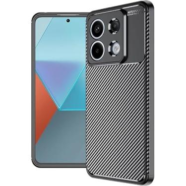 Imagem de Capa Capinha Anti Impacto Para Xiaomi Redmi Note 13 Pro 5g Case Com Desenho Fibra De Carbono Shock Queda (Preta)