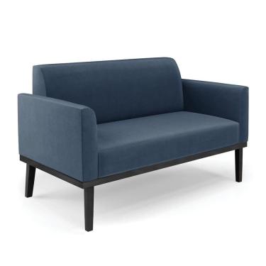 Imagem de Sofá Namoradeira Base De Madeira Fixa Preto Marisa Suede D03 - D`Rossi Azul Marinho