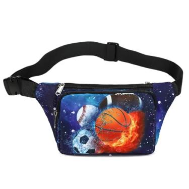 Imagem de LEDAOU Pochete infantil, bolsa tiracolo para meninos, bolsa de cintura, mochila de quadril para meninos, bolsa de peito leve, Estrelas de futebol de rúgbi de basquete, one size