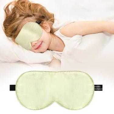 Imagem de Máscara de dormir infantil, máscara de olho 100% de seda pura natural real com alça ajustável, máscara de olhos para crianças vendadas para dormir, sombra para meninos, meninas e adultos, conforto sem