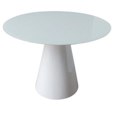 Imagem de Mesa Cone 110cm Laqueada e Vidro 4mm Branco