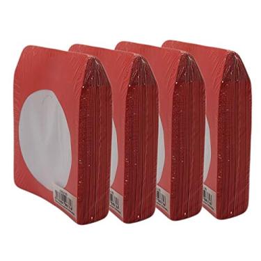 Imagem de Envelopes BestDuplicator de papel de Cd/DVD branco com aba e janela transparente, Vermelho, 400 Sleeves