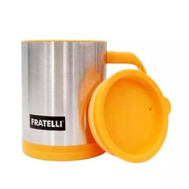 Imagem de  Caneca Copo Mixer De Inox Com Tampa 350ml - Fratelli, LARANJA