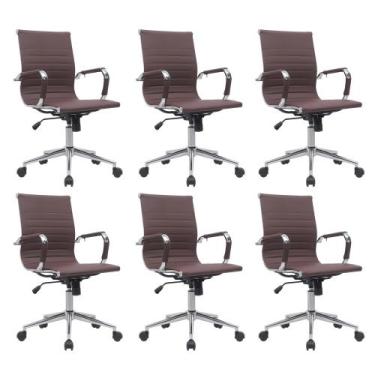 Imagem de Cadeira Escritório Diretor Eames em Couro - Café - INOVA OFFICE, 6 Cad