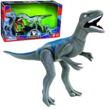 Imagem de Dinossauro Velociraptor 30 Cm Em Vinil Com Som e Acessórios. - ADIJOMA