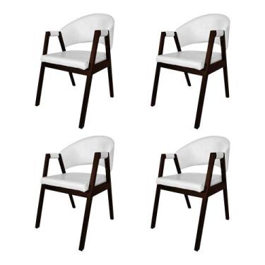 Imagem de Kit 4 Cadeiras De Jantar Madeira Maciça Castanho Premium Helen Facto B