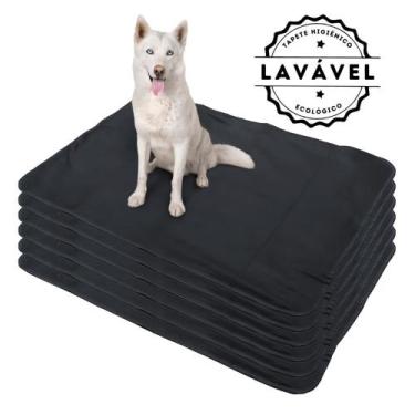 Imagem de Kit com 6 Fraldas de Câes p/Chão 100x70 Preto 200 Lavagens - Alta Abso