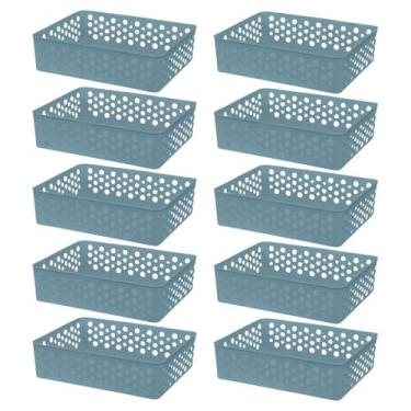 Imagem de Conjunto Kit 10 Cestos Moderno Organizador Decorativo Médio Closet Oti