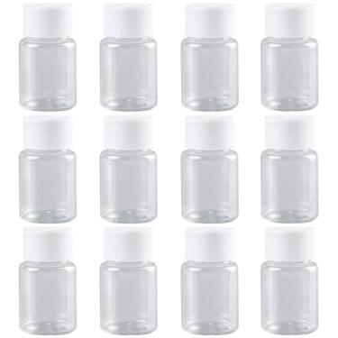 Imagem de Happyupcity 12 frascos de plástico vazio transparente de 30 ml com tampa de rosca branca frasco de amostra recarregável, mini frascos de armazenamento, recipiente pequeno, frasco de reagente de boca