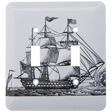 Imagem de 3dRose lsp_174613_2 Imagem de Vintage 3 Masted Ship Drawing Light Switch Cover
