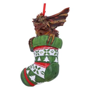 Imagem de Nemesis Now Gremlins Mohawk em meia enfeite decorativo festivo suspenso, verde, 12 cm