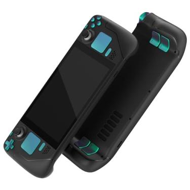 Imagem de eXtremeRate Conjunto completo de botões de substituição camaleão verde roxo para deck a vapor, botões de acionamento personalizados ABXY D-pad Trackpad para console portátil LCD Steam Deck - Console