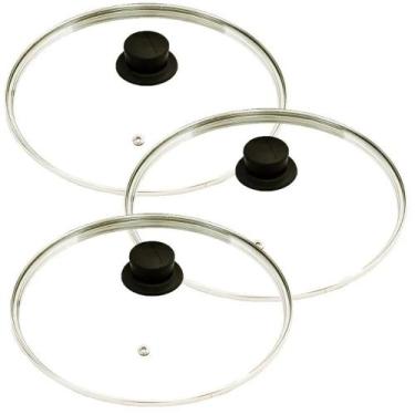 Imagem de Jogo 3 Tampas De Vidro Avulsas Para Panelas: 22,26 e 28 Cm - Okayshop
