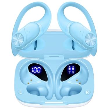 Imagem de Waillynice Fones de ouvido Bluetooth, fones de ouvido sem fio, 80 horas de reprodução, capa de carregamento sem fio, display digital, fones de ouvido esportivos com graves profundos IPX7 à prova