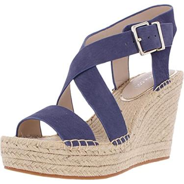 Imagem de Kenneth Cole New York Sandália feminina Olivia Cross salto anabela, Lápis azul, 10