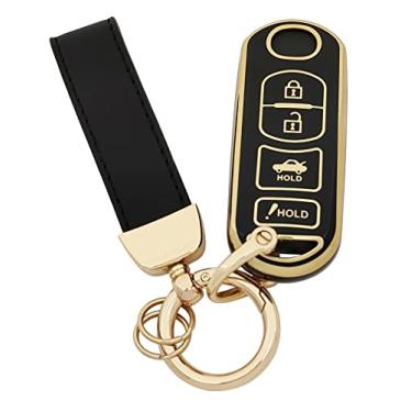 Imagem de vurbemes Capa de chaveiro de TPU adequada para 3 6 8 Miata MX-5 CX-3 CX-5 CX-5 CX-7 CX-9 Smart Keyless Key Fob (preto)