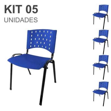 Imagem de Kit 05 Fixas Cadeiras  para atendimento e recepção Plástica 04 pés Cor