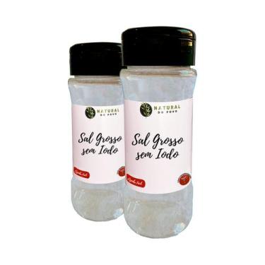 Imagem de Sal Grosso Natural Sem Iodo Sabor Autêntico Pote com Dosador Kit 2 130