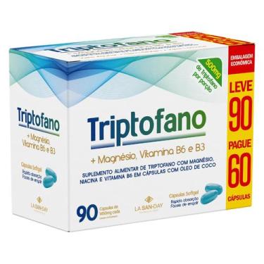 Imagem de Triptofano + Magnésio, Vitamina B3 e Vitamina B6 (90 Cápsulas) - La Sa