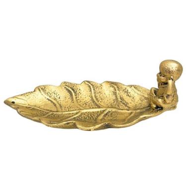 Imagem de Incensário Decorativo em Resina Forma de Folha com Buda Porta Incenso 