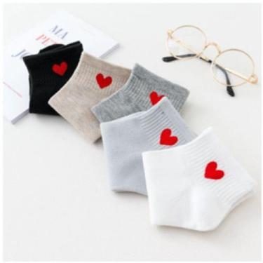 Imagem de Kit 12 pares Meia Love Coração Algodão Feminina Cano Curto - Atacado d